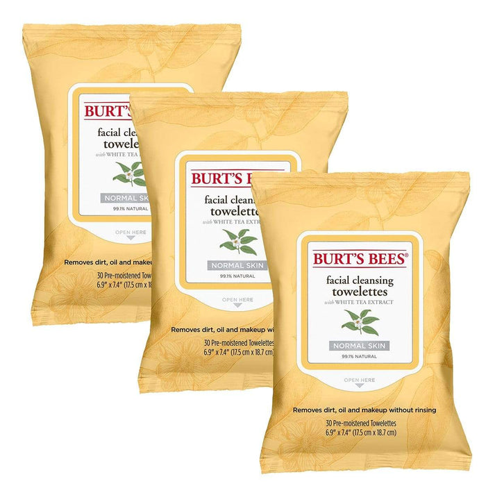 Burt's Bees Toallitas Limpiadoras Extracto de Té Blanco 30uni x3