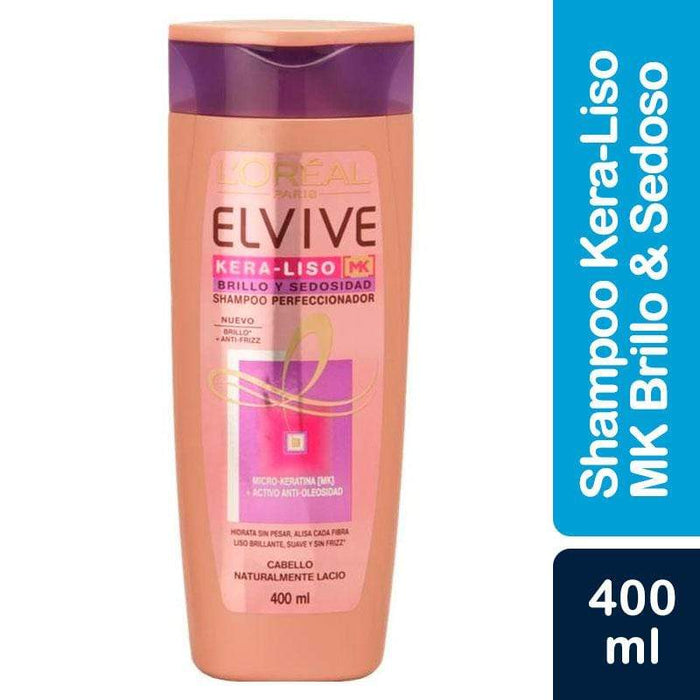 Elvive Shampoo Kera-Liso MK Brillo & Sedoso 400 ML