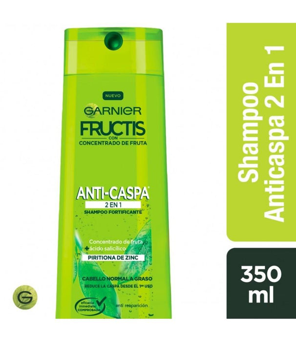 Garnier Fructis Shampoo Anticaspa 2 en 1 Piritiona de Zinc 350 ML